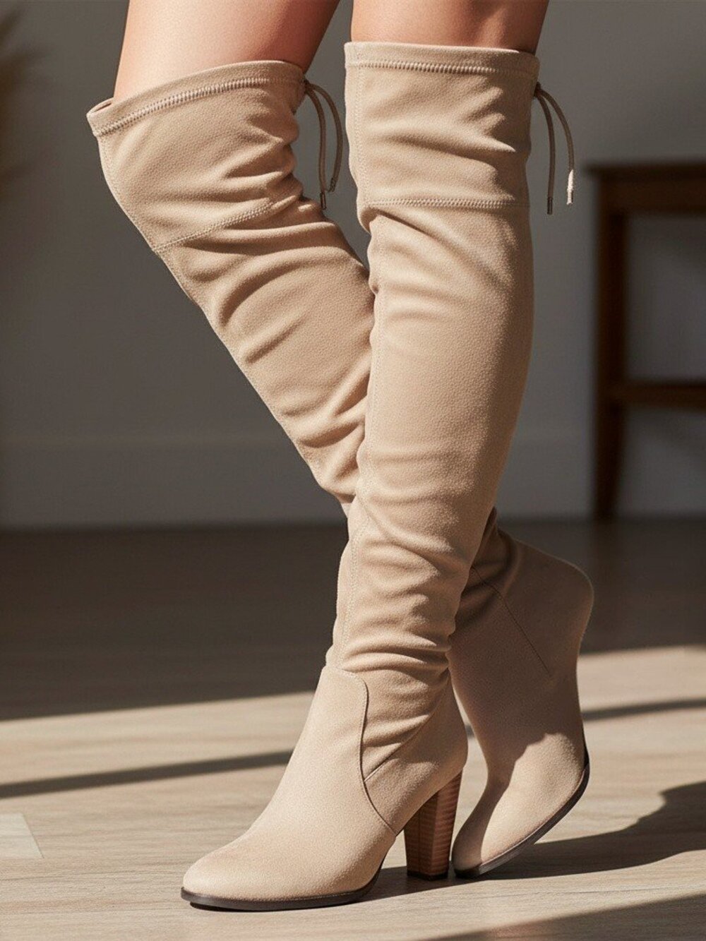 Catherine Malandrino "Sorcha" Taupe Over the Knee Boots